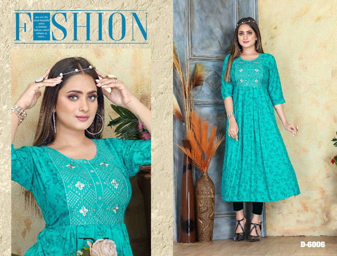 Beauty Queen Poppy1 Rayon Fancy Wear Latest Anarkali Kurti Collection